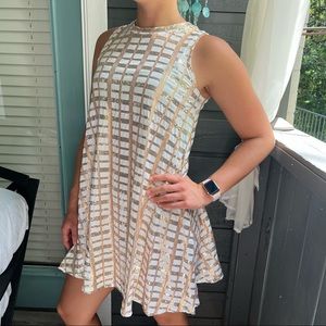 Sequin plaid high-neck dress NWT